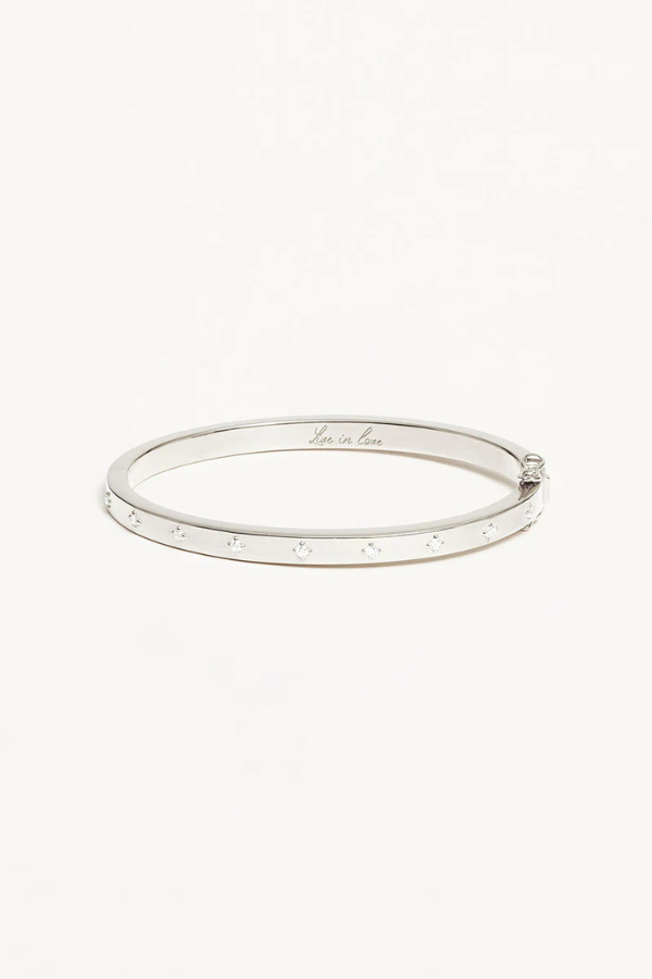 By Charlotte | Sterling Silver Live In Love Hinged Bracelet | Girls with Gems