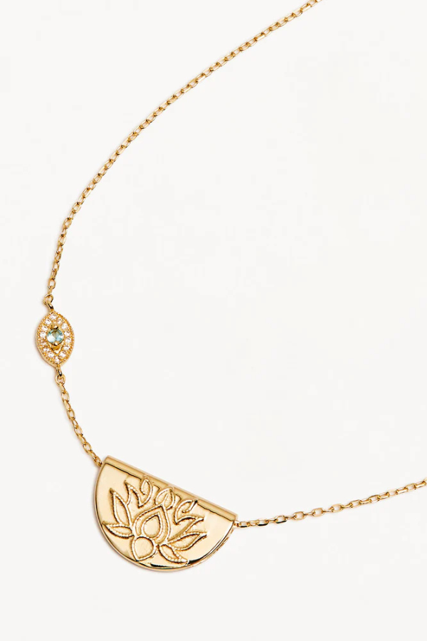 By Charlotte | 18k Gold Vermeil Eye of Peace Lotus Necklace | Girls with Gems