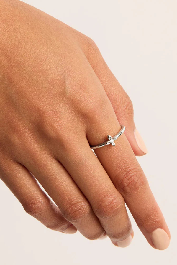 By Charlotte | Sterling Silver Live In Light Ring | Girls with Gems