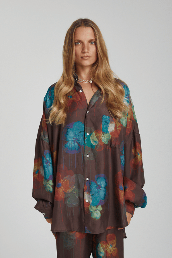 Summi Summi | Long Sleeve Oversized Shirt Pansy Drip | Girls With Gems