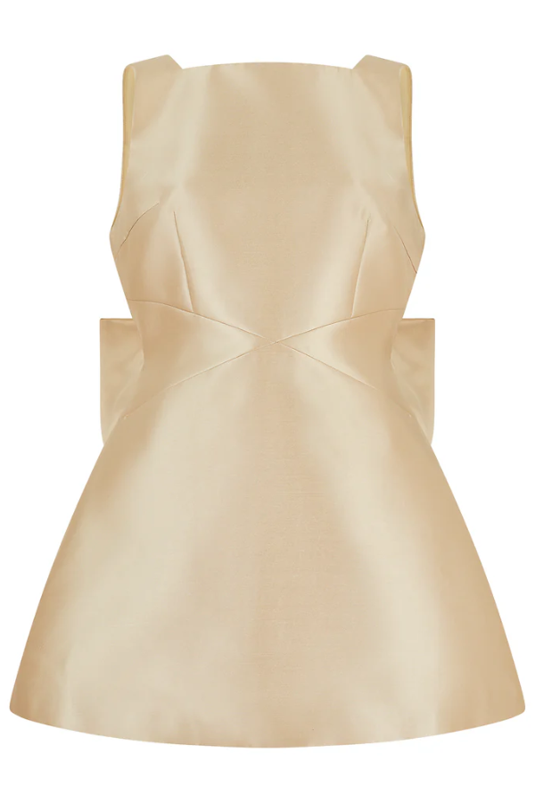 Odd Muse | The Ultimate Muse Bow Detail Mini Dress Gold | Girls with Gems