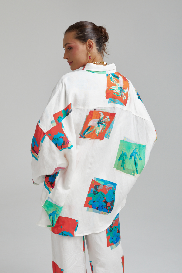 Summi Summi | Long Sleeve Oversized Shirt Montage White | Girls with Gems