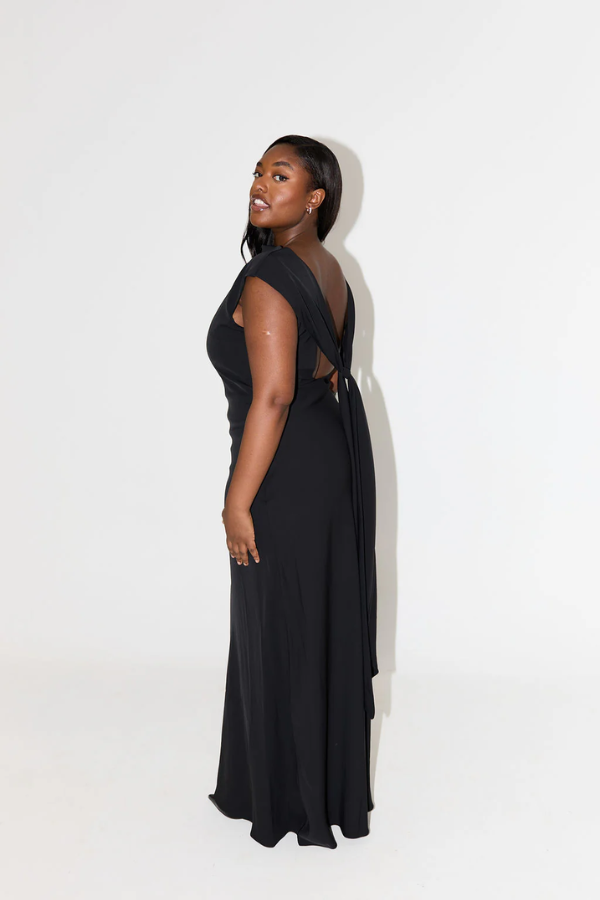 Odd Muse | The Ultimate Muse Drape Back Maxi Dress Black | Girls with Gems