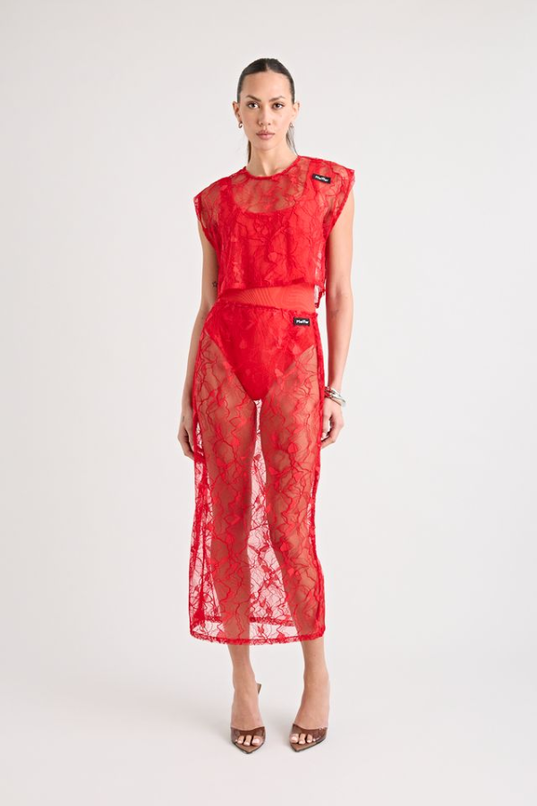 Pfeiffer | Astrid Lace Skirt Red | Girls with Gems