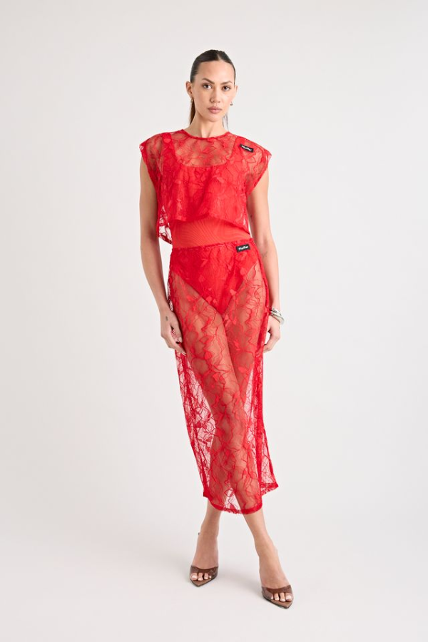 Pfeiffer | Astrid Lace Skirt Red | Girls with Gems