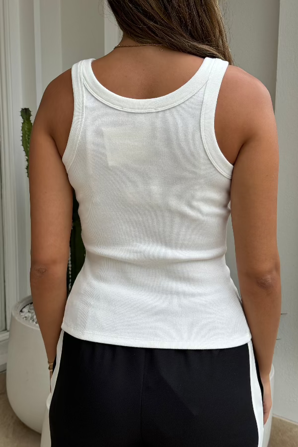 Sneaky Link | Frankie Scoop Tank White | Girls With Gems