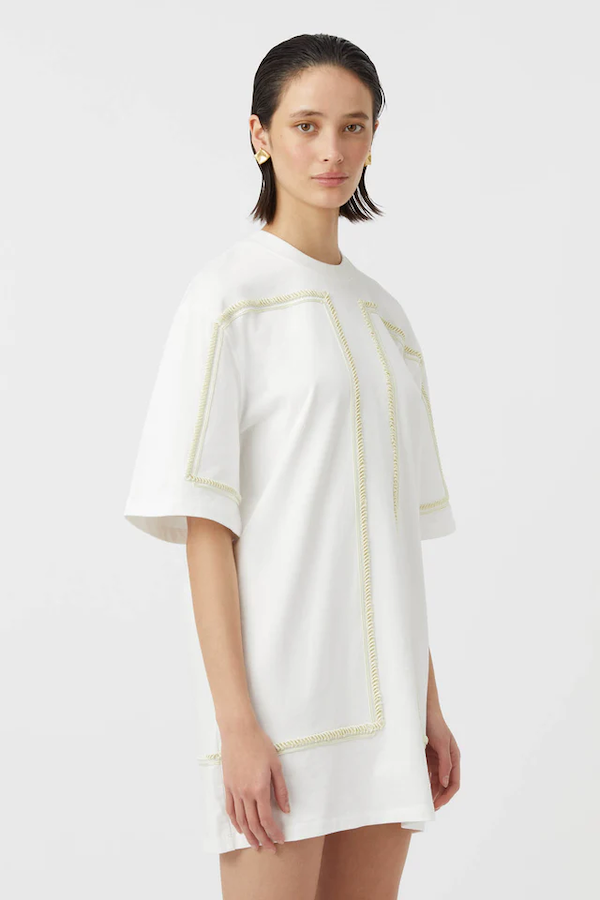 Camilla and Marc | Fortuna Mini Tee Dress Soft White | Girls with Gems