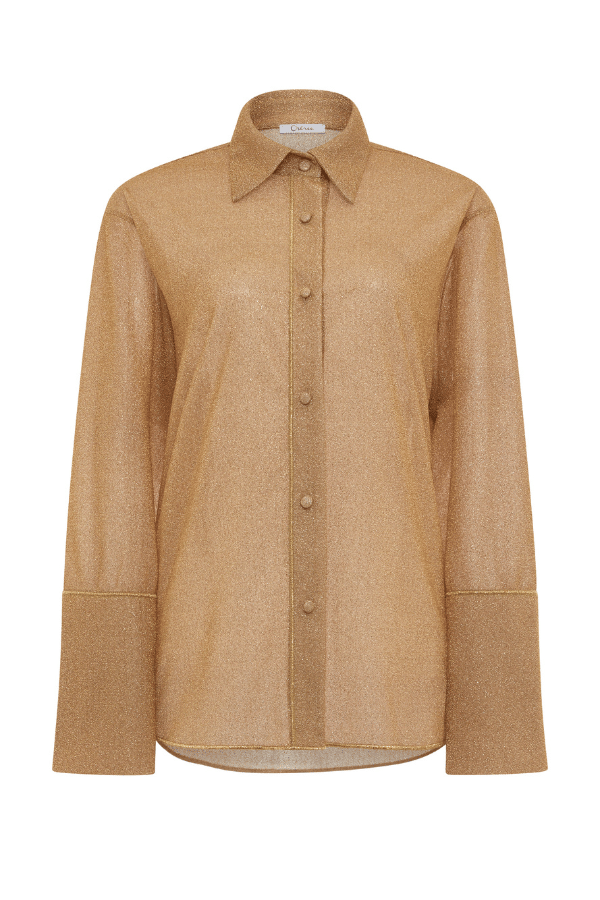 Oséree | Lumiere Sleeves Shirt Gold | Girls with Gems