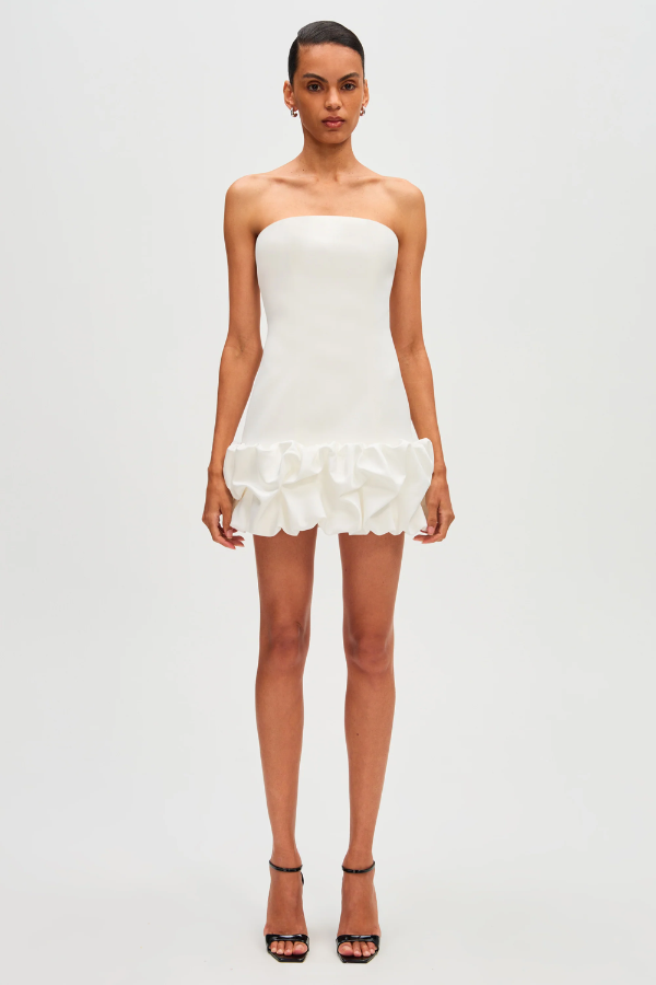 Misha | Saphira Crepe Mini Dress Ivory | Girls with Gems