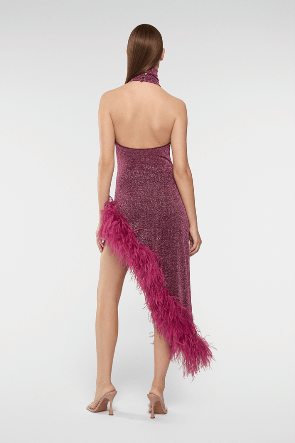 Oséree | Lumiere Plumage Turtleneck Dress Aubergine | Girls with Gems