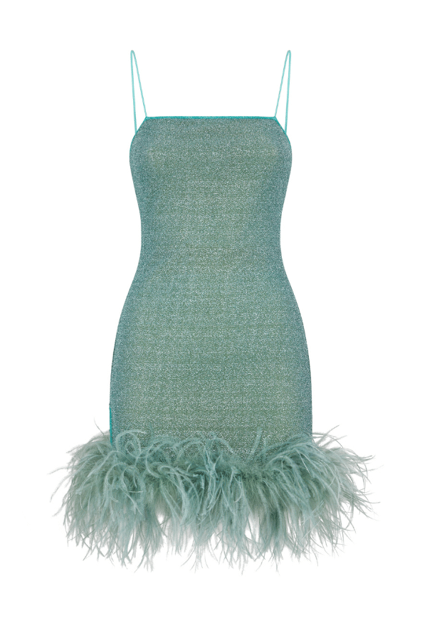 Oséree | Lumiere Plumage Mini Dress Aqua | Girls with Gems