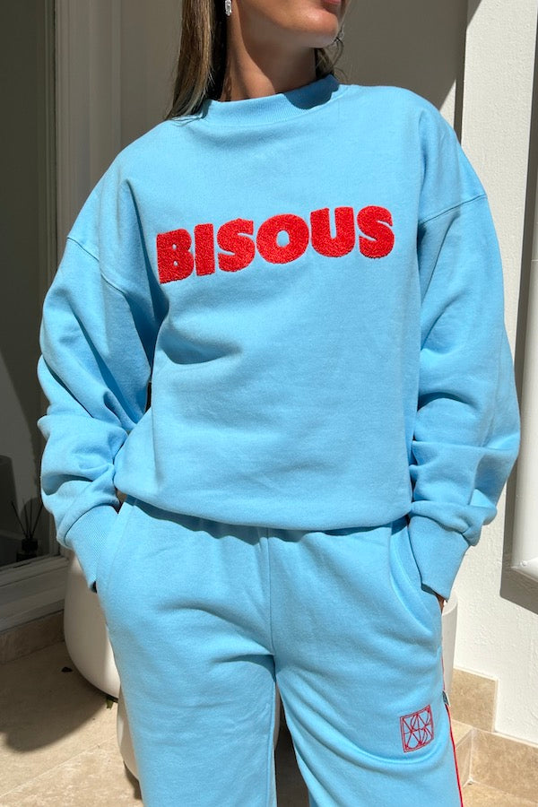 Araminta James | Bisous Sweatshirt Ice Blue | Girls with Gems