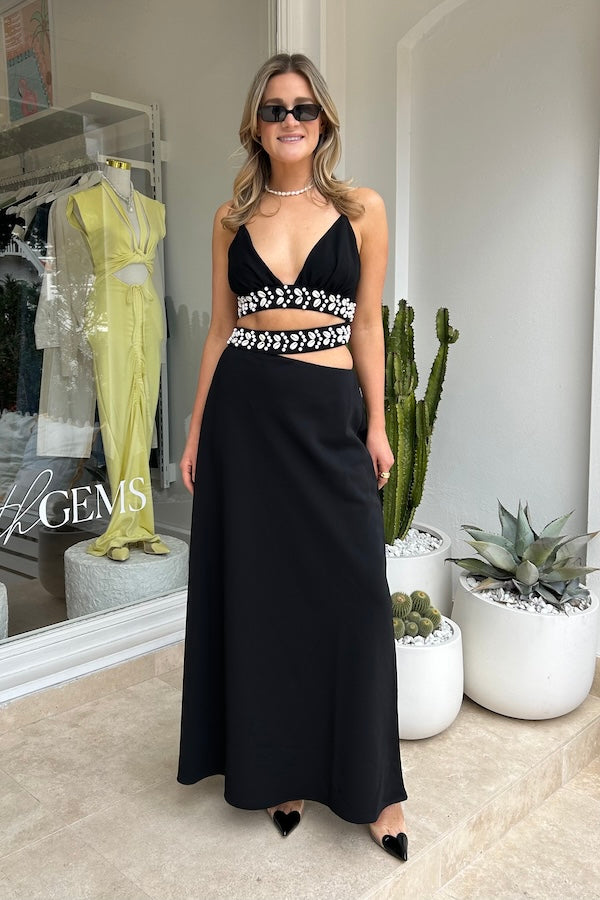 The Wolf Gang | La Playa Maxi Dress Noir | Girls With Gems