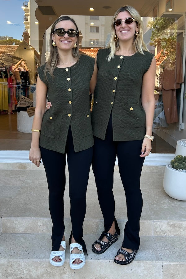 Onte | Helena Gilet Khaki | Girls With Gems