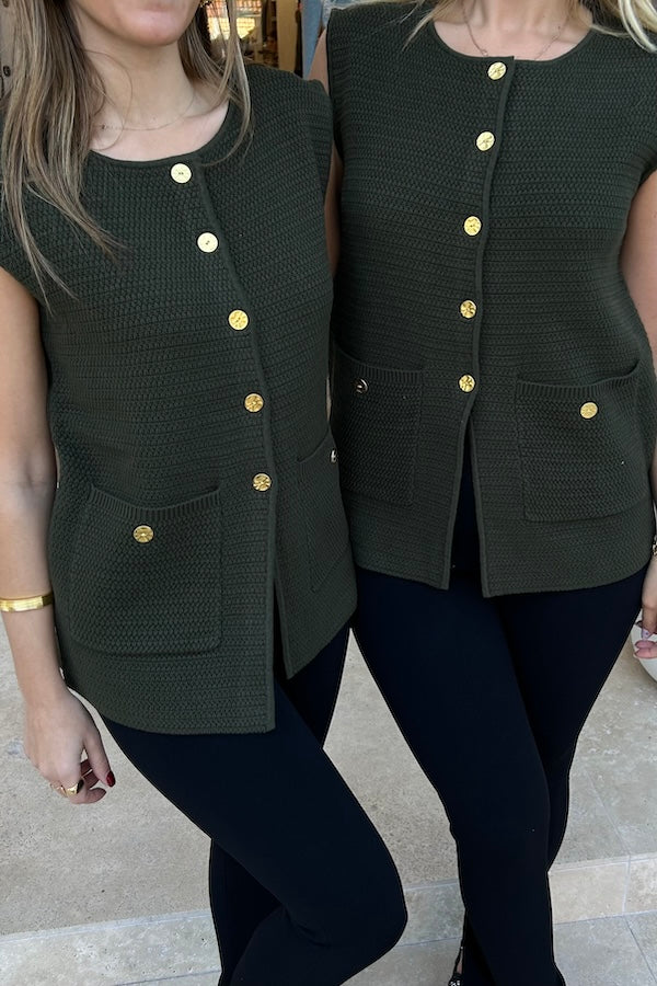 Onte | Helena Gilet Khaki | Girls With Gems