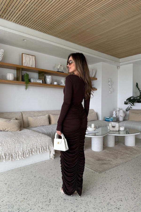 Sneaky Link | Caterina Midi Dress Chocolate | Girls With Gems