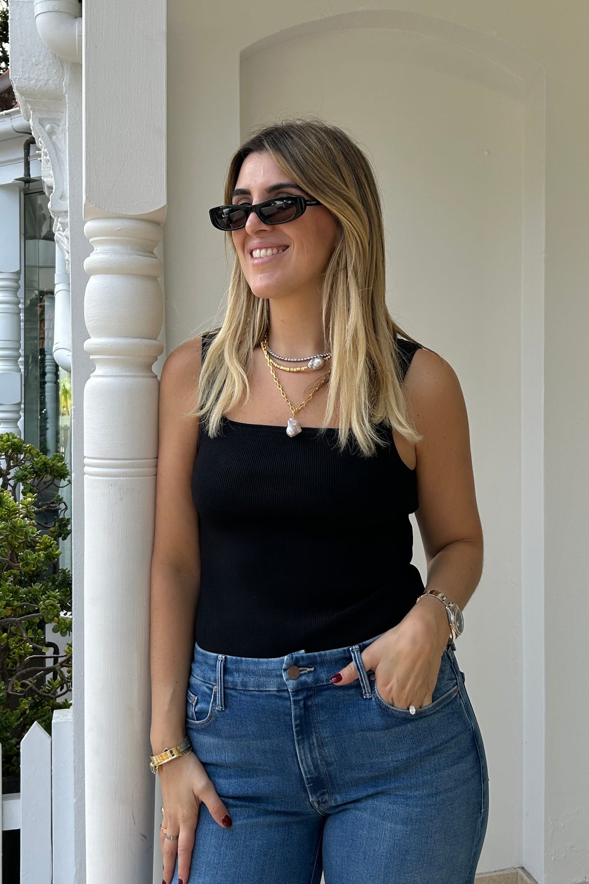 Mossman | Mayfair Tank Black | Girls with Gems