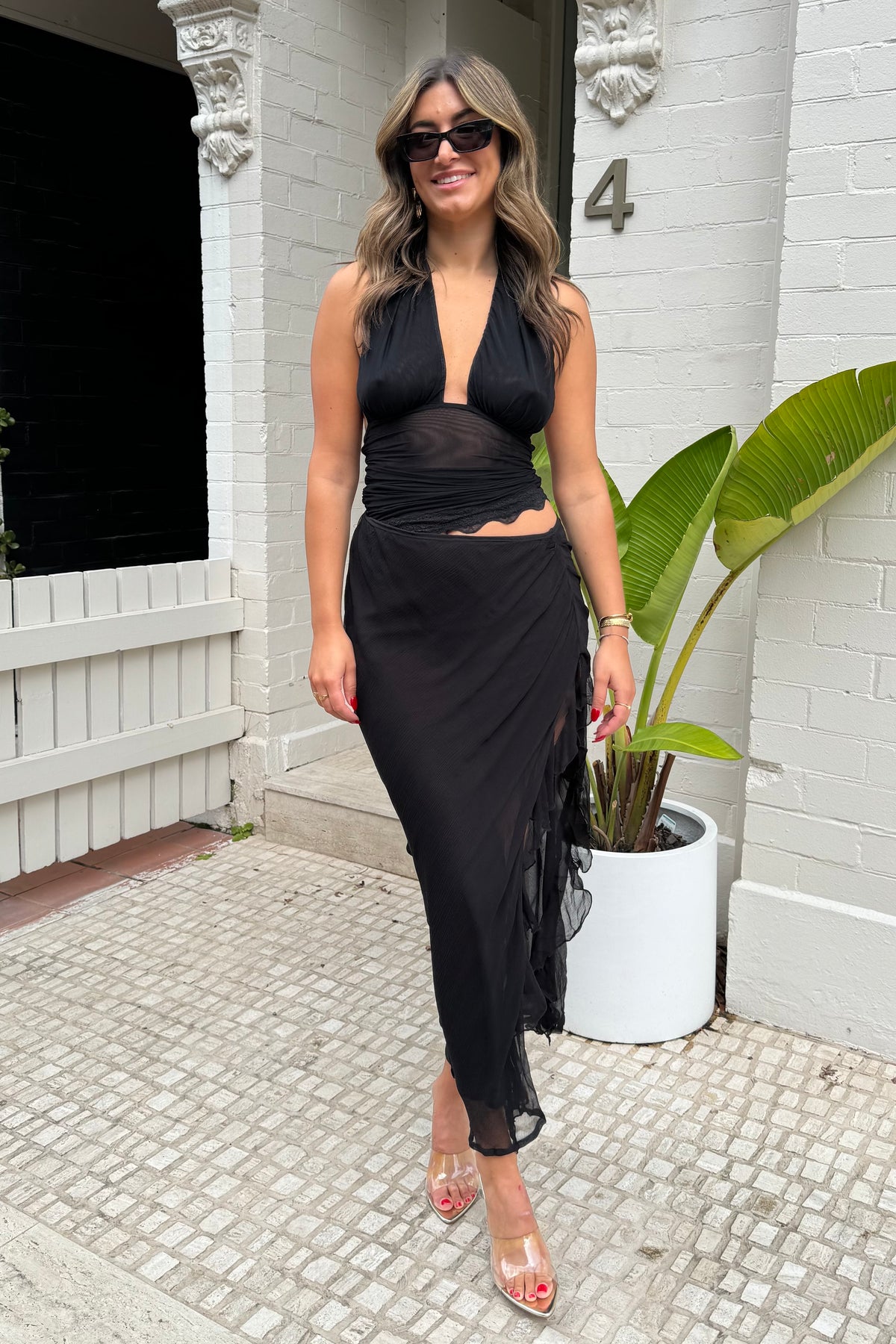 Benni | Penelope Halter Maxi Dress Black | Girls with Gems