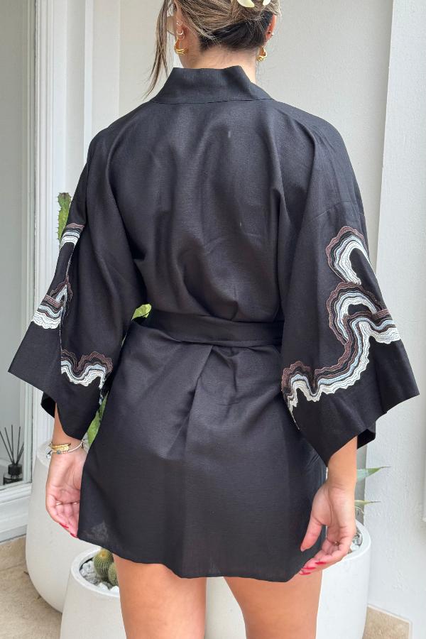 Camilla and Marc | Serene Kimono Dress Black | Girls with Gems