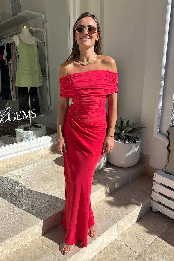 Benni | Nico Off Shoulder Maxi Dress Watermelon | Girls with Gems