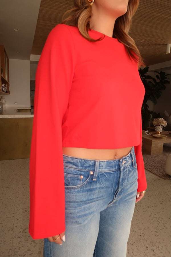 Sneaky Link | Claudia Long Sleeve Top Red | Girls With Gems