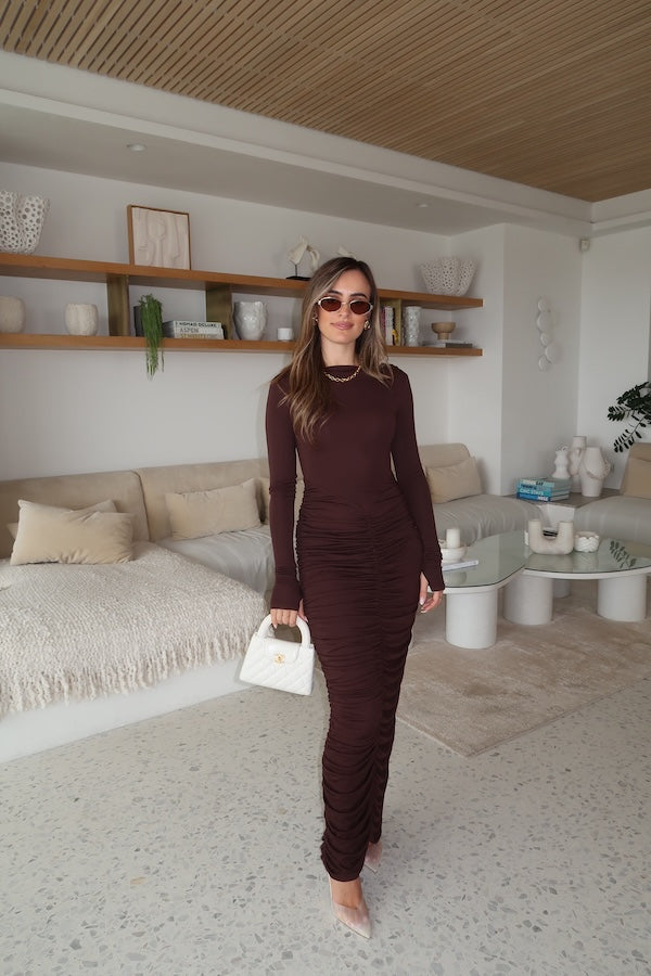 Sneaky Link | Caterina Midi Dress Chocolate | Girls With Gems