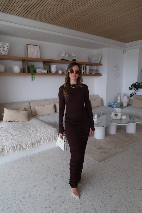 Sneaky Link | Caterina Midi Dress Chocolate | Girls With Gems