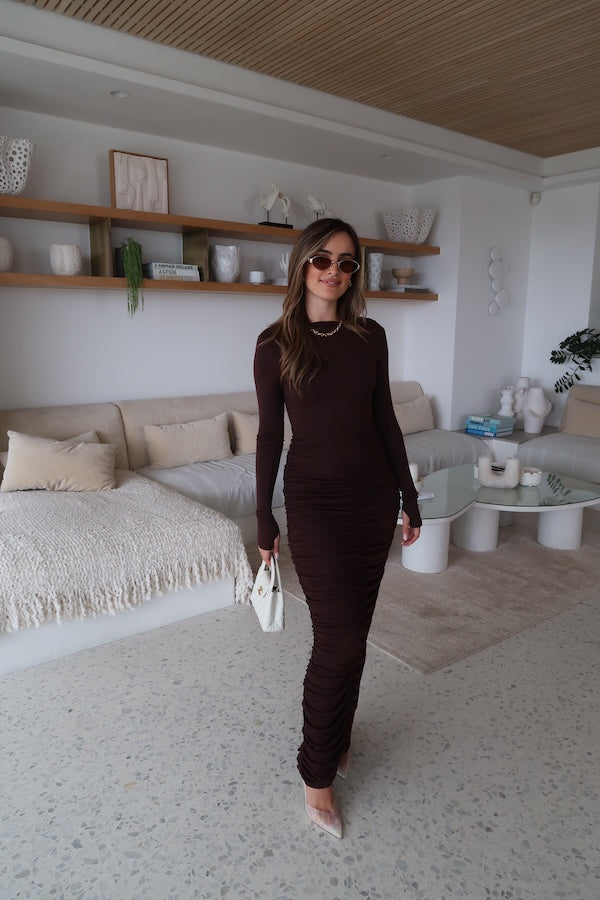 Sneaky Link | Caterina Midi Dress Chocolate | Girls With Gems