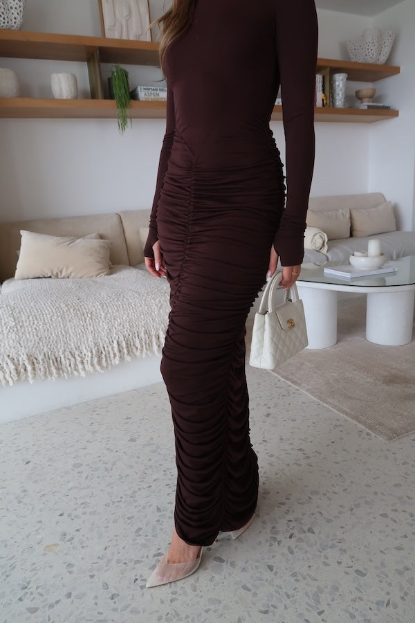 Sneaky Link | Caterina Midi Dress Chocolate | Girls With Gems