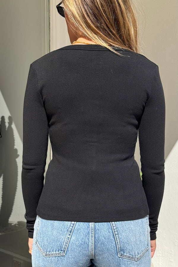 Sneaky Link | Lottie Long Sleeve Top Black | Girls With Gems