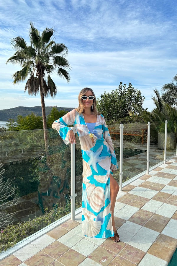 Cin Cin Swim | Hotline Seastar Maxi Dress Tahiti Blue | Girls with Gems