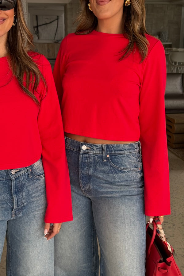 Sneaky Link | Claudia Long Sleeve Top Red | Girls With Gems