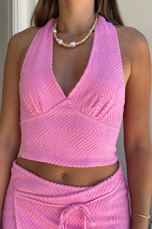 Sneaky Link | Cali Halter Top Pink | Girls With Gems