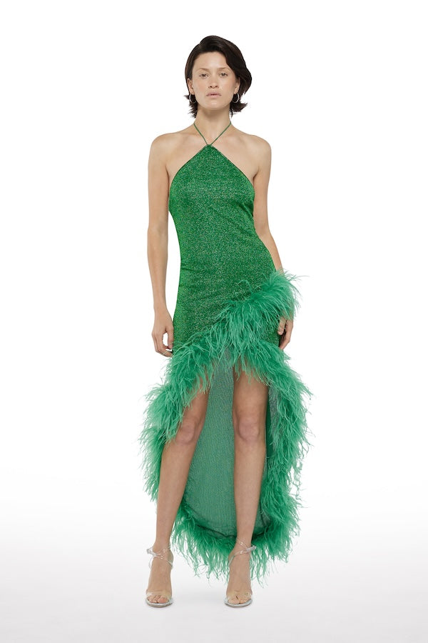 Oséree | Lumiere Plumage Tulip Dress Emerald Green | Girls with Gems