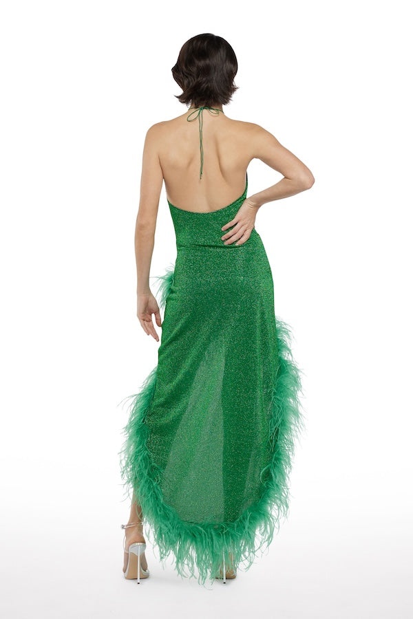 Oséree | Lumiere Plumage Tulip Dress Emerald Green | Girls with Gems