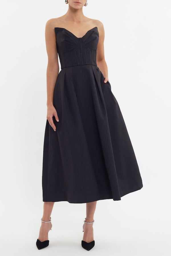 Rebecca Vallance | Luiza Strapless Midi Dress Black | Girls with Gems