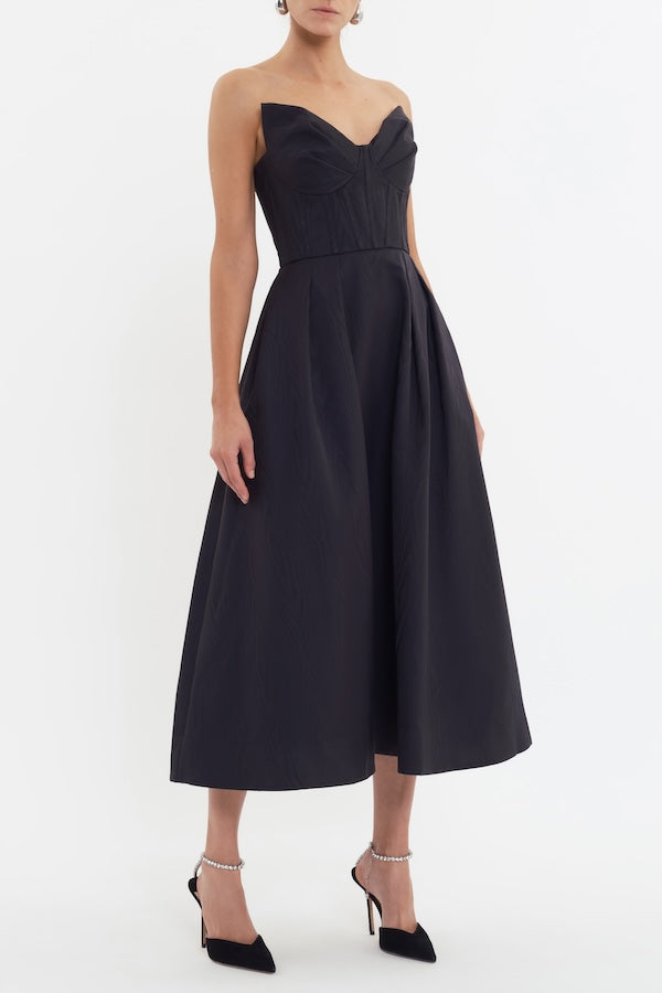 Rebecca Vallance | Luiza Strapless Midi Dress Black | Girls with Gems