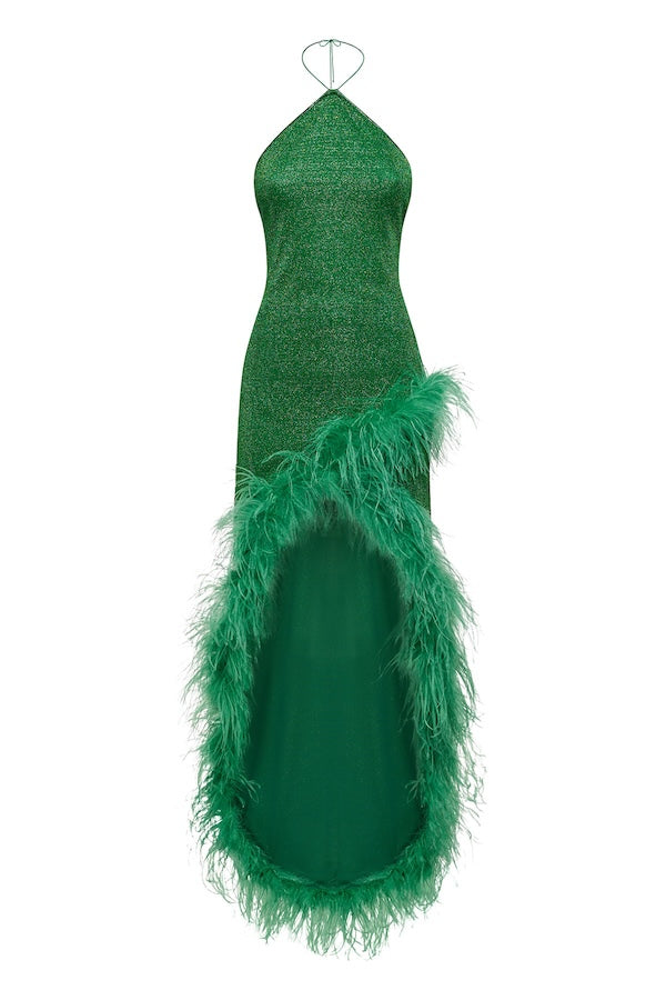 Oséree | Lumiere Plumage Tulip Dress Emerald Green | Girls with Gems