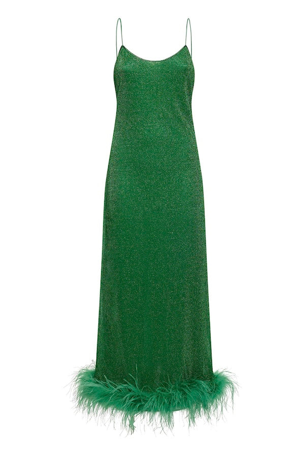 Oséree | Lumiere Plumage Slip Dress Emerald Green | Girls with Gems