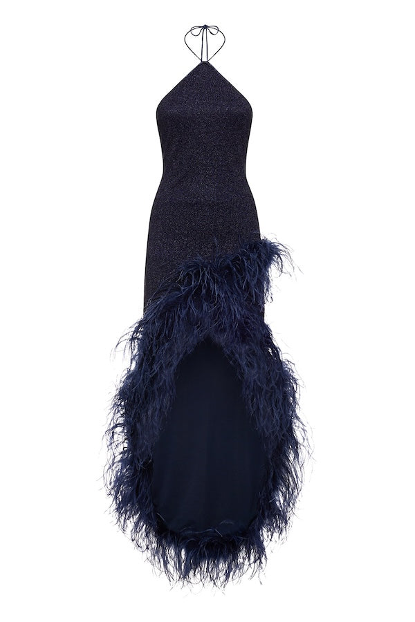 Oséree | Lumiere Plumage Tulip Dress Night Blue | Girls with Gems