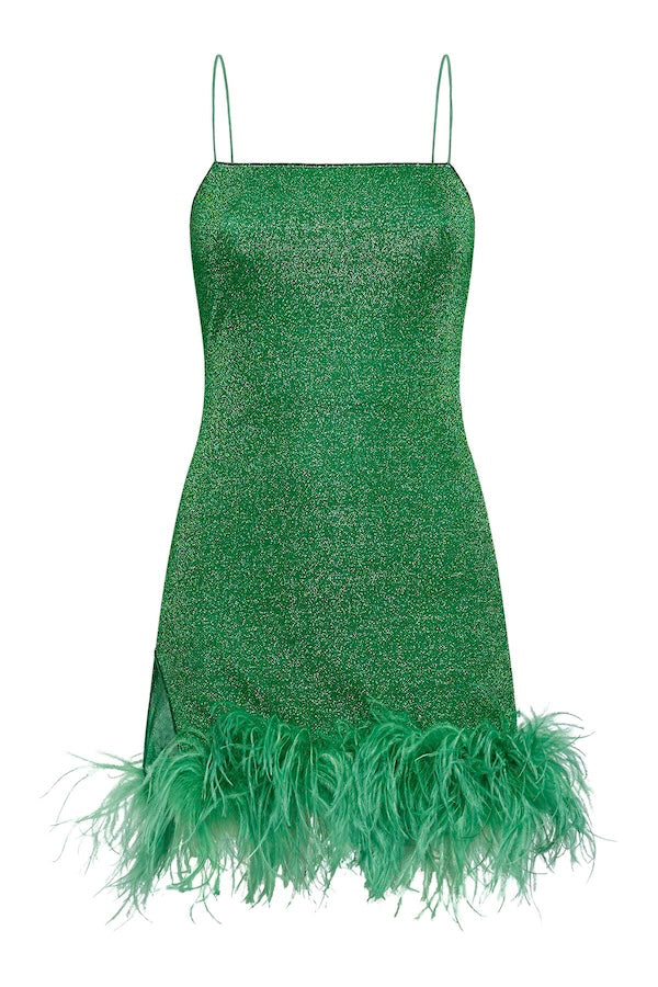 Oséree | Lumiere Plumage Mini Dress Emerald Green | Girls with Gems