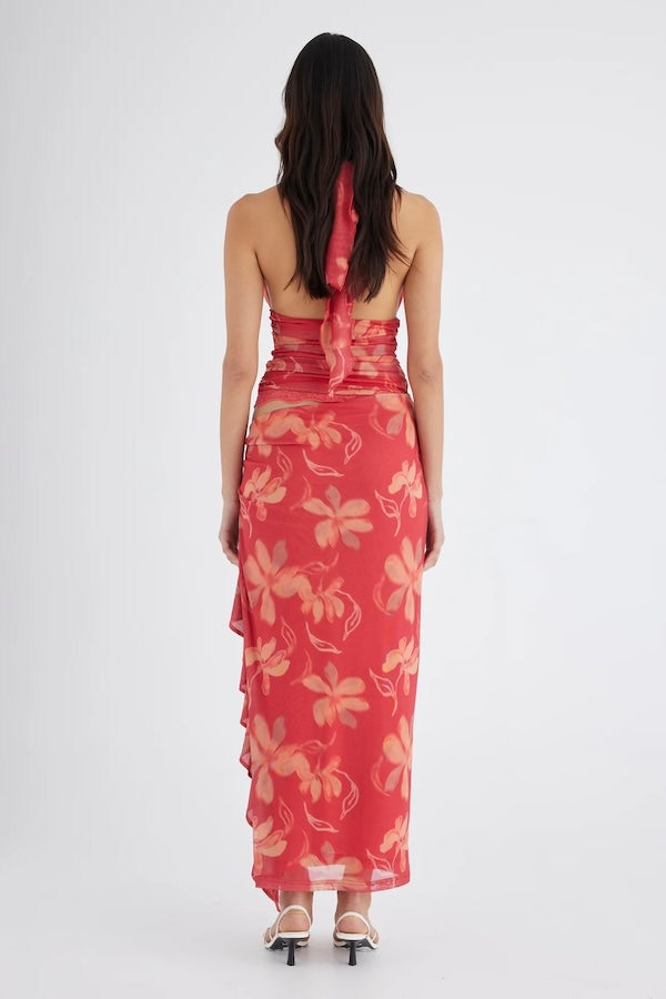 Benni | Penelope Halter Maxi Dress Hibiscus Floral | Girls with Gems