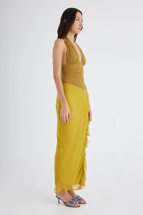 Benni | Penelope Halter Maxi Dress Wasabi | Girls with Gems