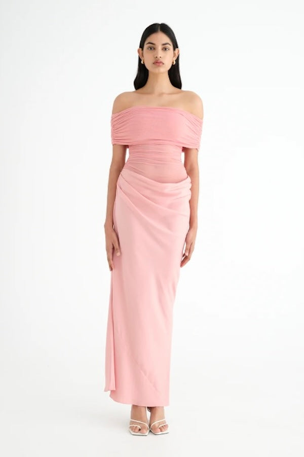 Benni | Nico Off Shoulder Maxi Dress Rose | Girls with Gems