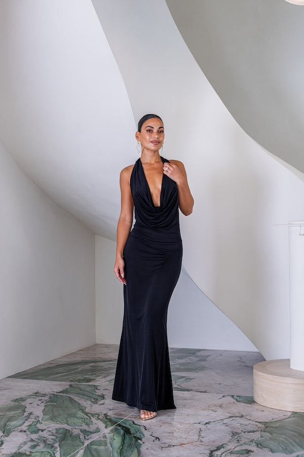 Sneaky Link | Saint Plunge Maxi Dress Black | Girls with Gems