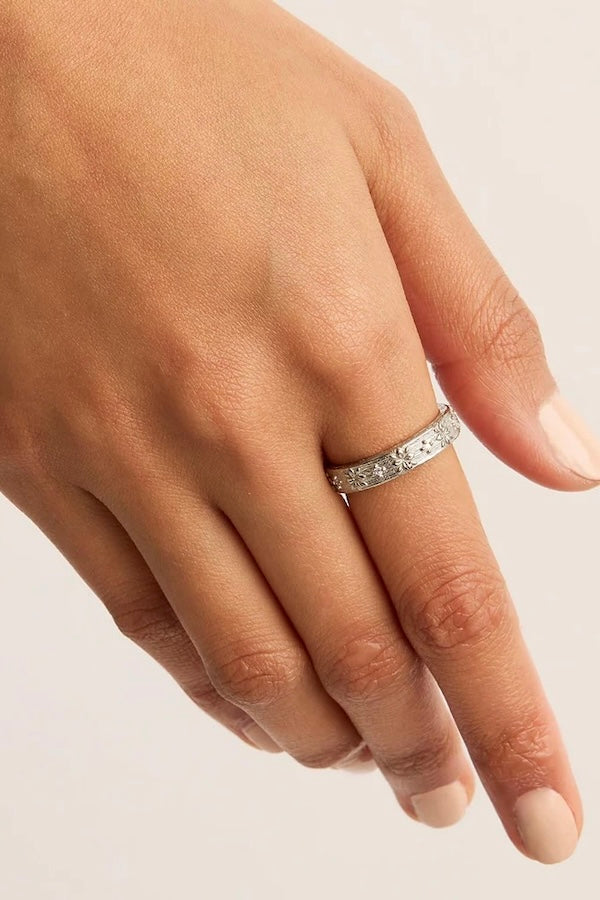 By Charlotte | Sterling Silver Live In Grace Ring | Girls with Gems