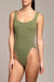 Classic Square Neck Swim Metallic Moss - Hunza G